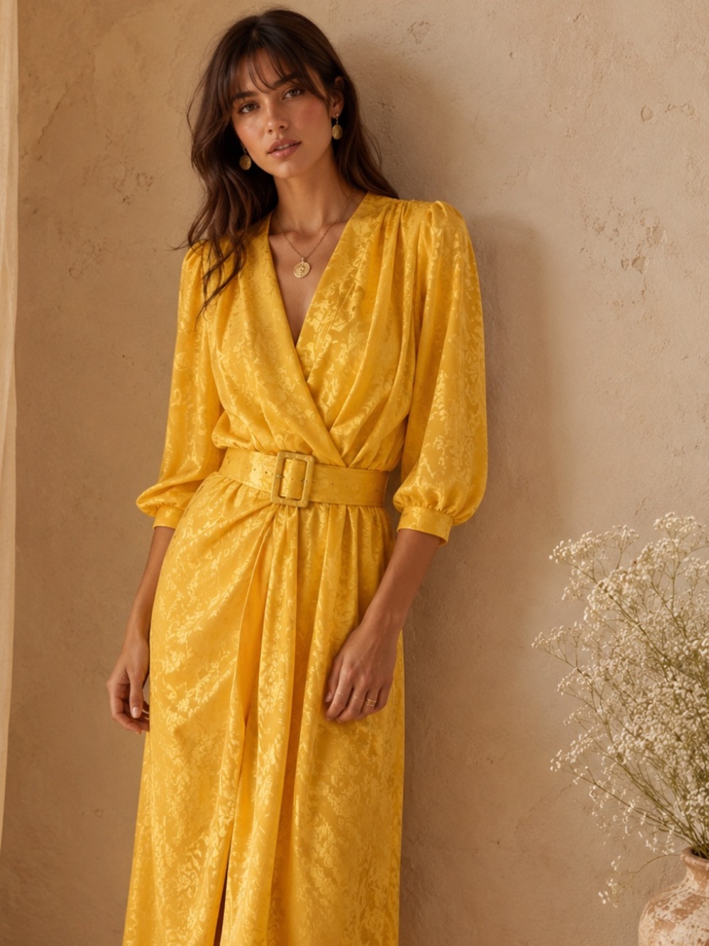 Vintage yellow rose dress